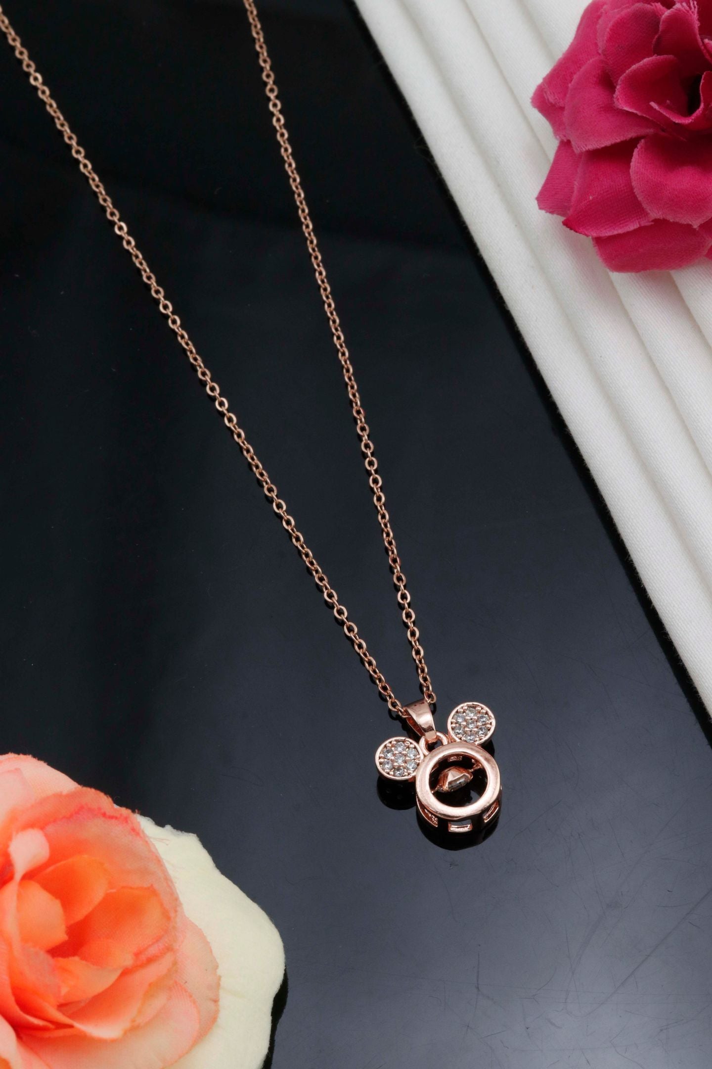 Rose Gold Mouse Pendant Necklace