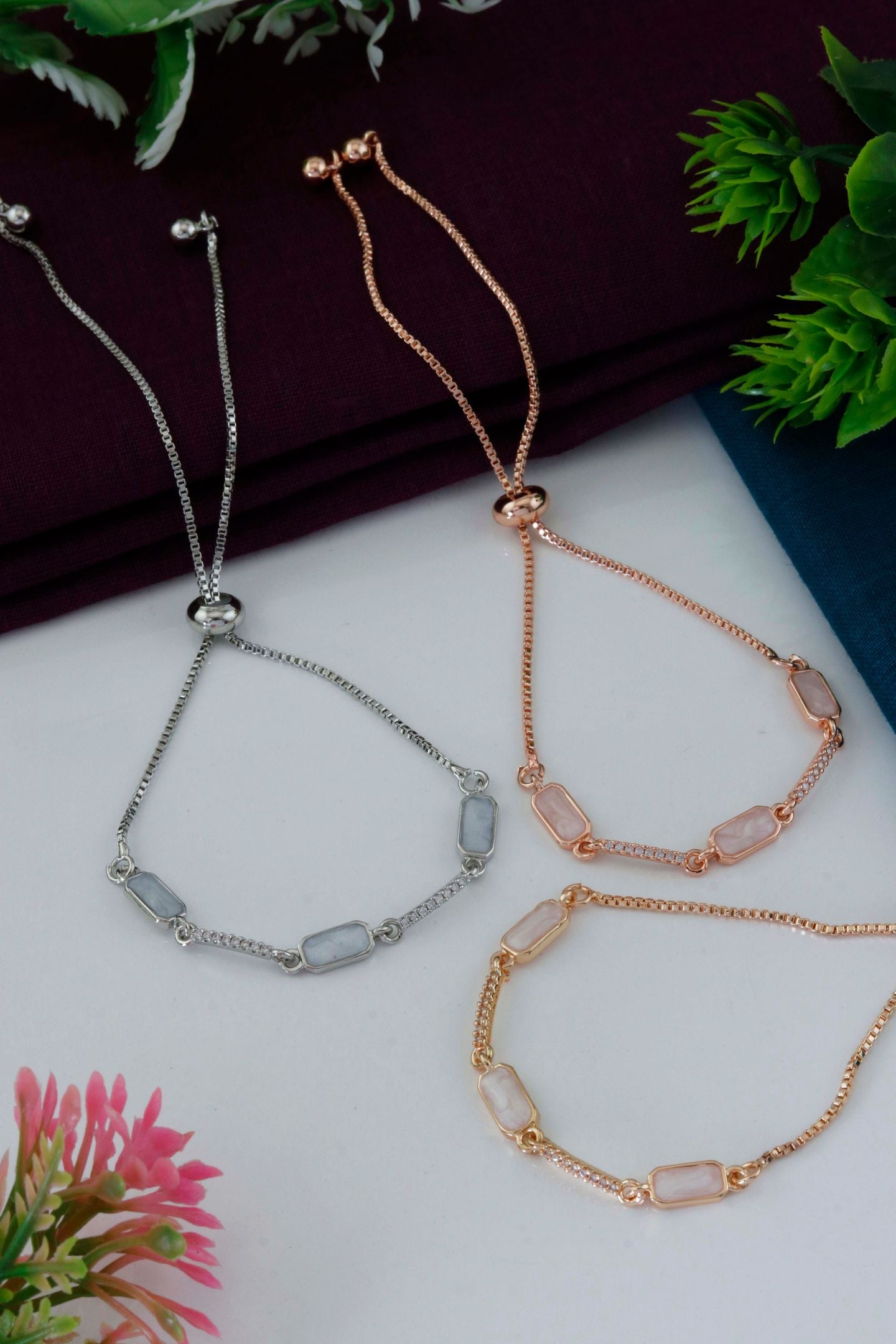 Elegant Rectangle Stone Slider Bracelet