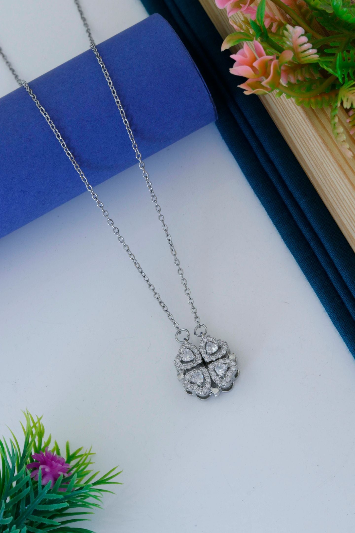 Silver Clover Pendant Necklace