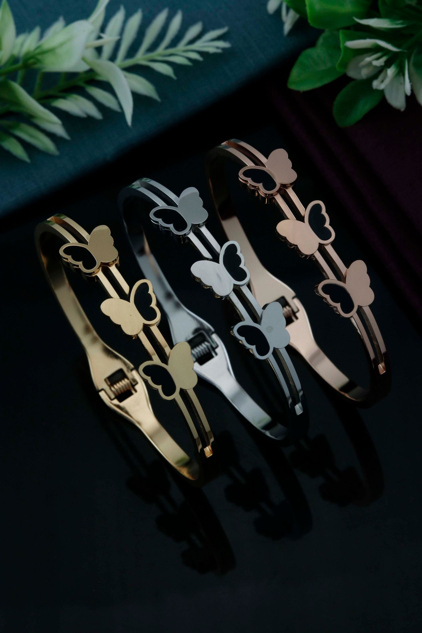 Graceful Butterfly Line Charm Bracelet