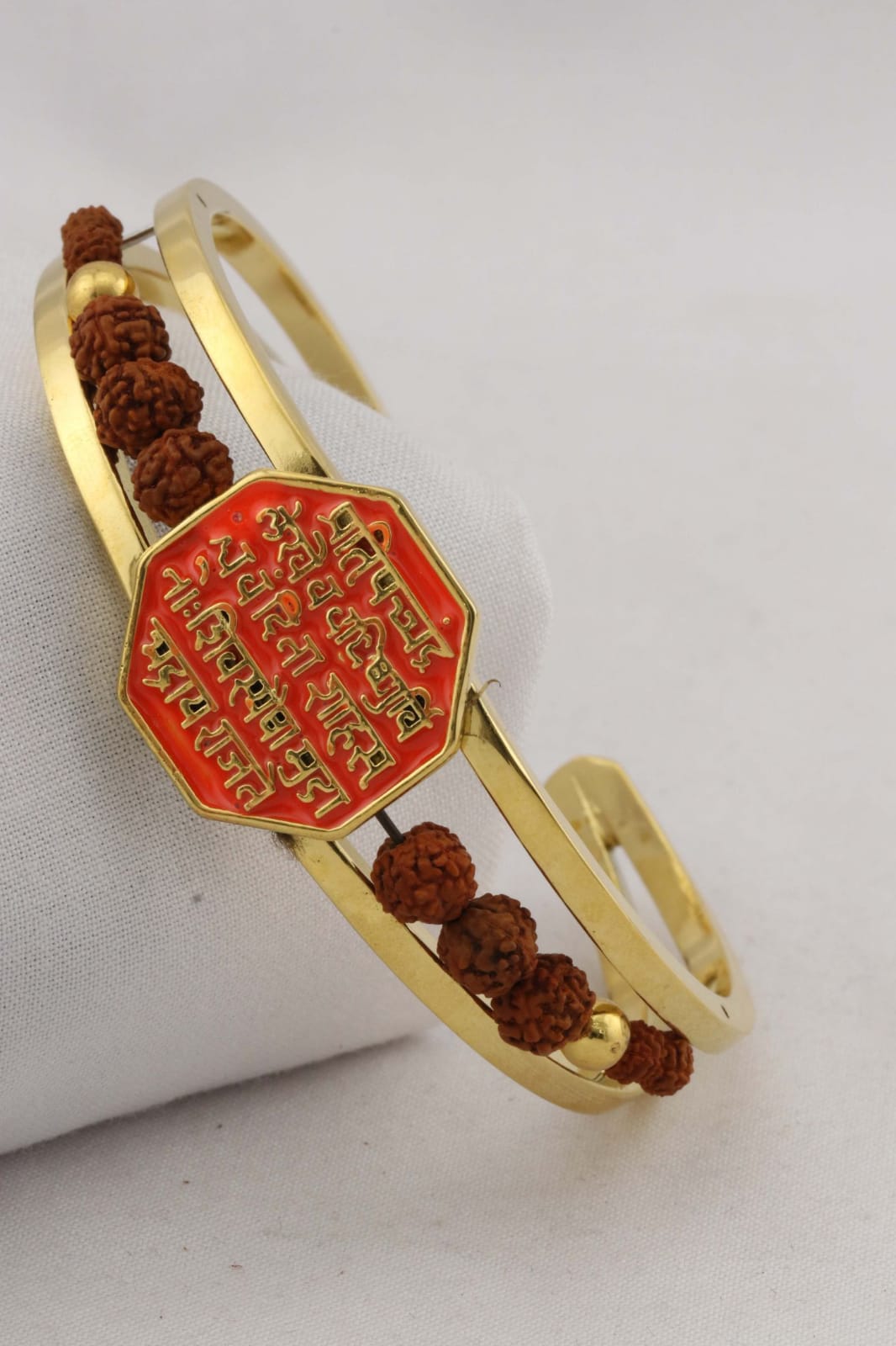 Men’s Gold-Plated Rudraksha Kada Bracelet