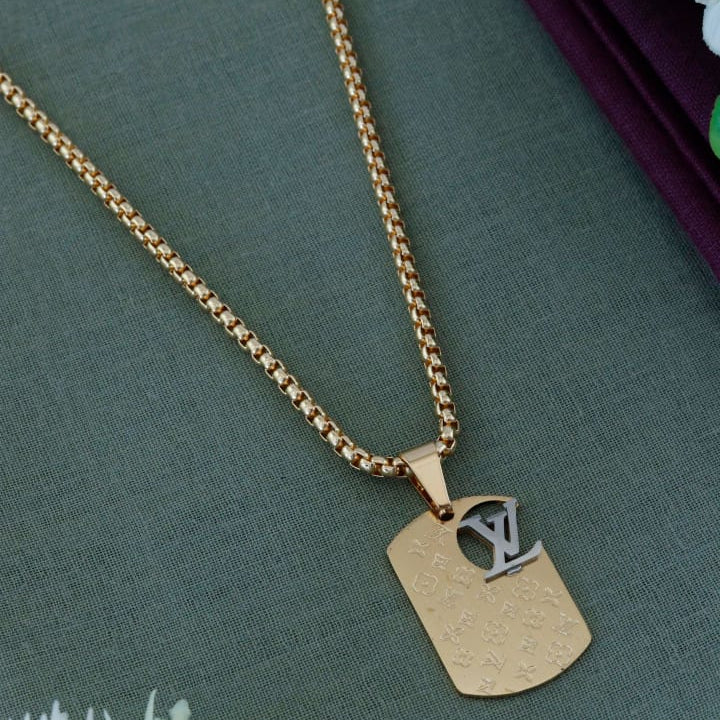 Luxury Initial Tag Gold Pendant Chain