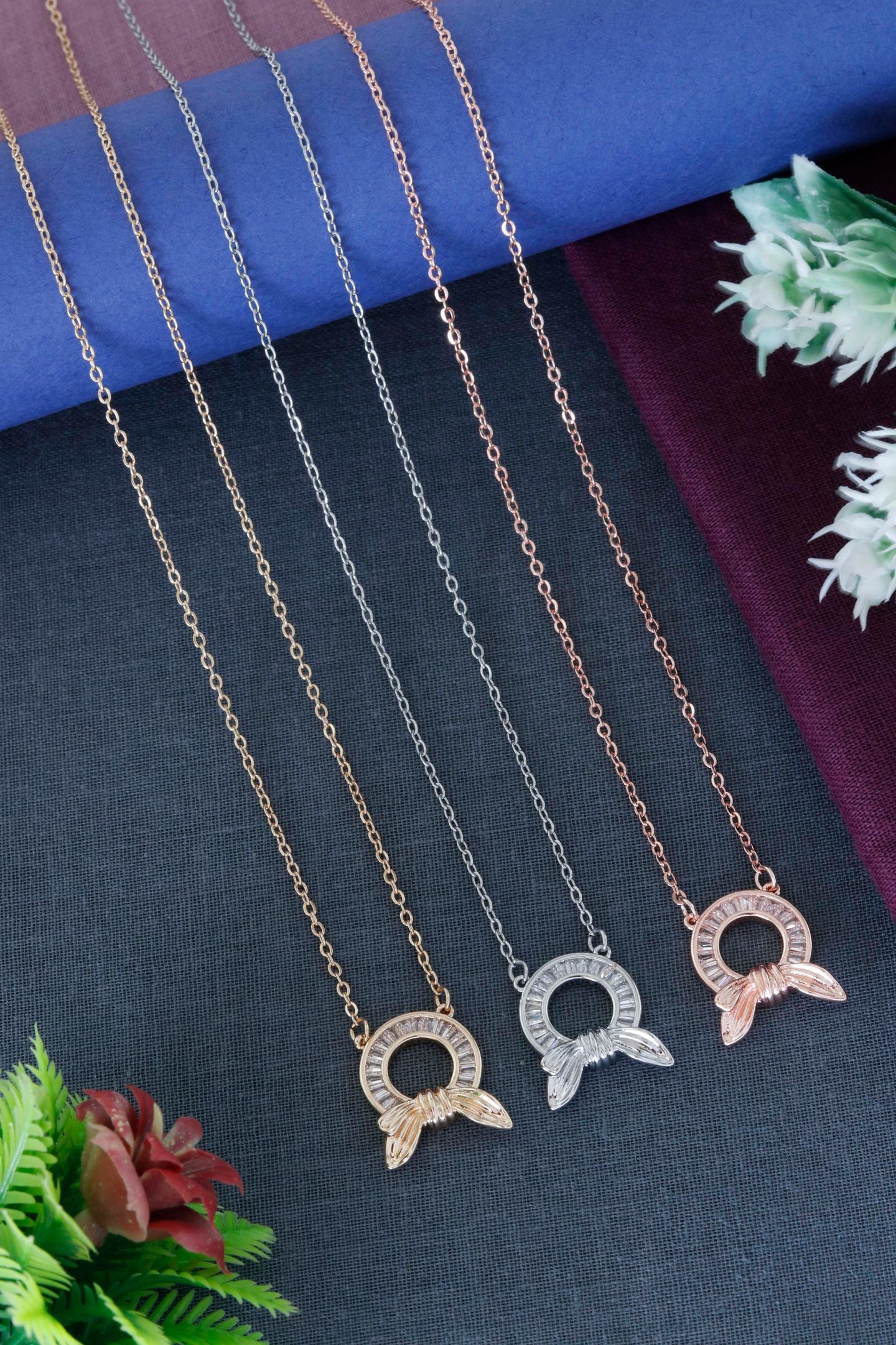 Elegant Bow Ring Necklace