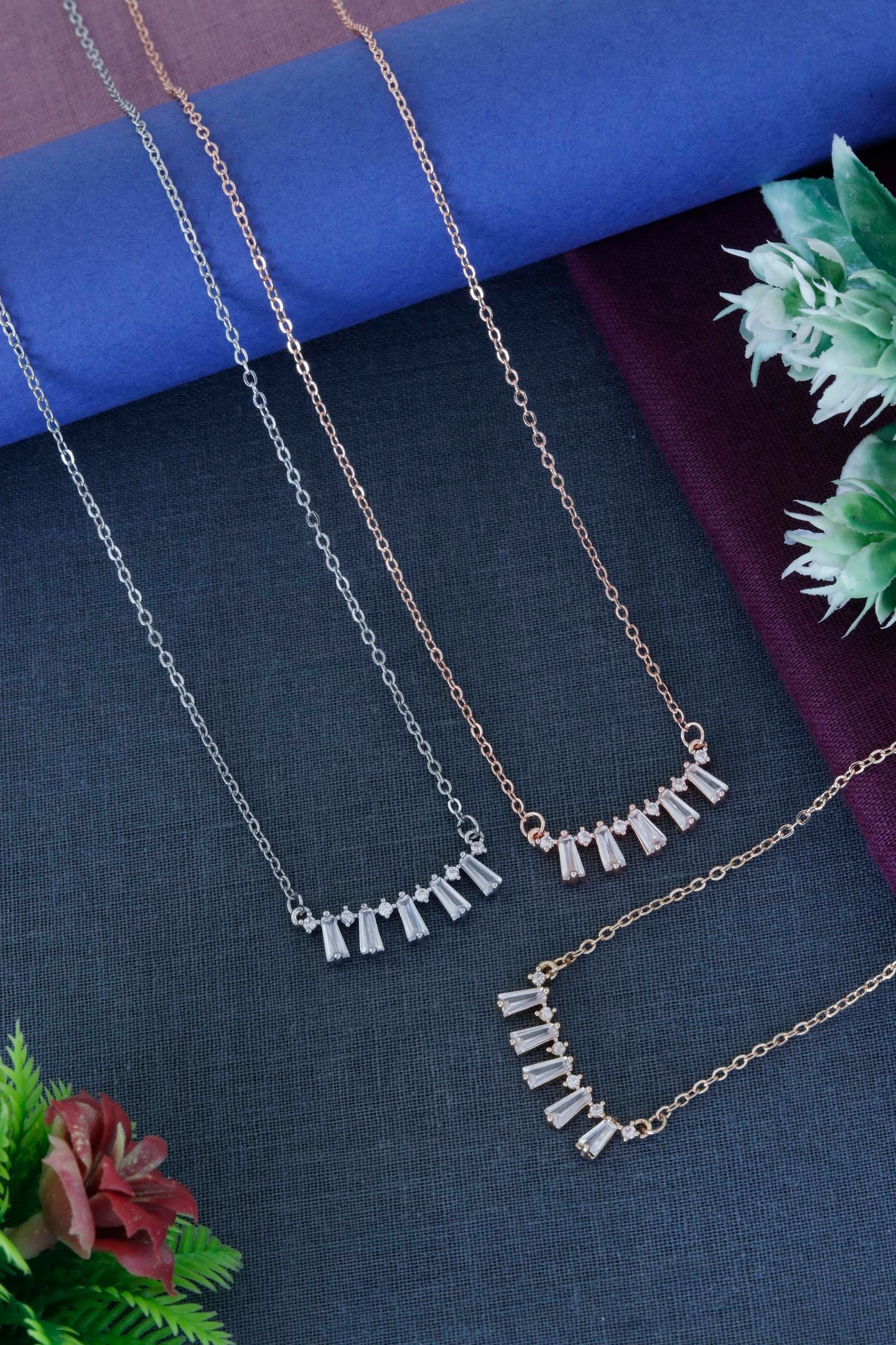 Crystal Fringe Bar Necklace