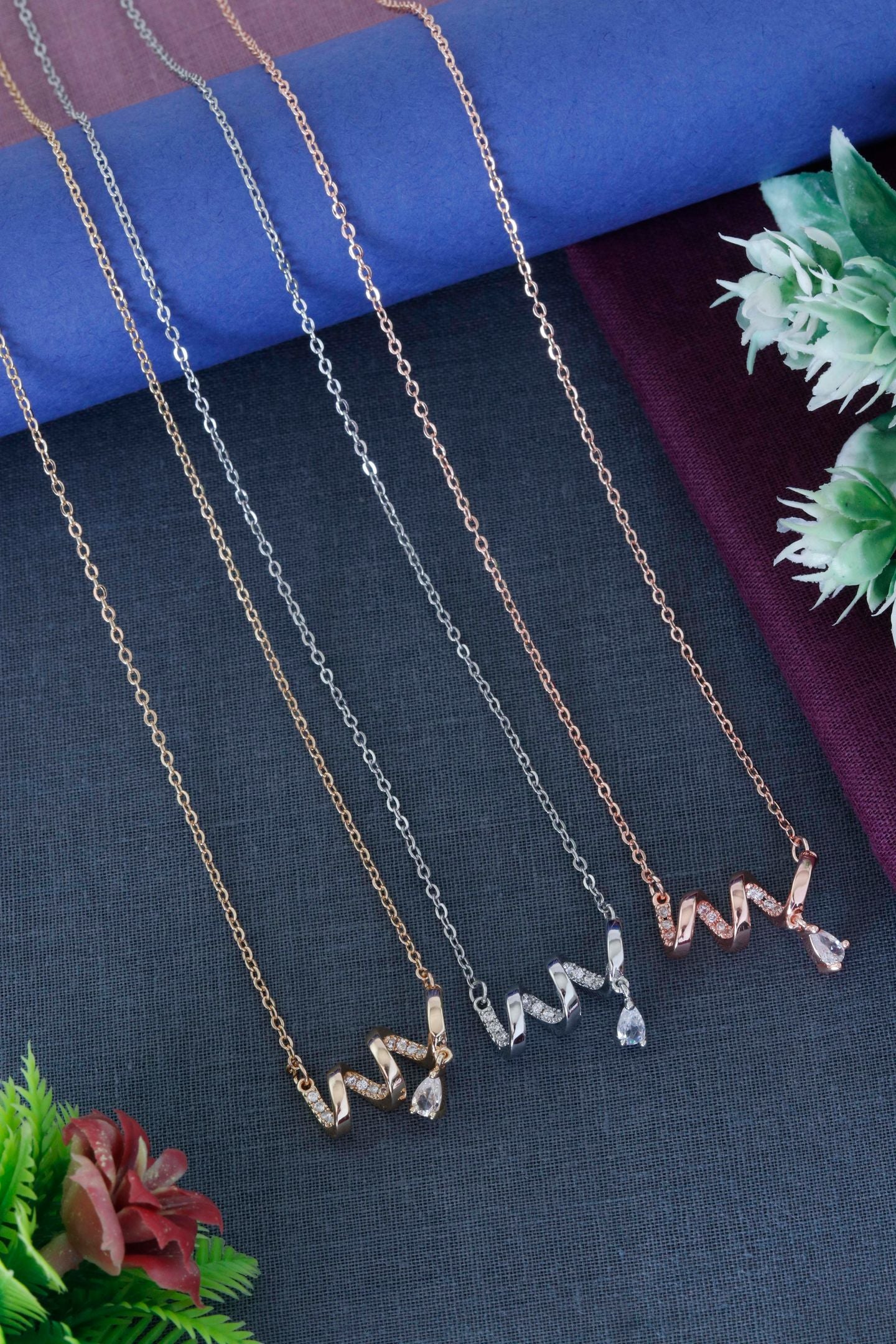 Sparkling Initial Twist Pendant Necklace