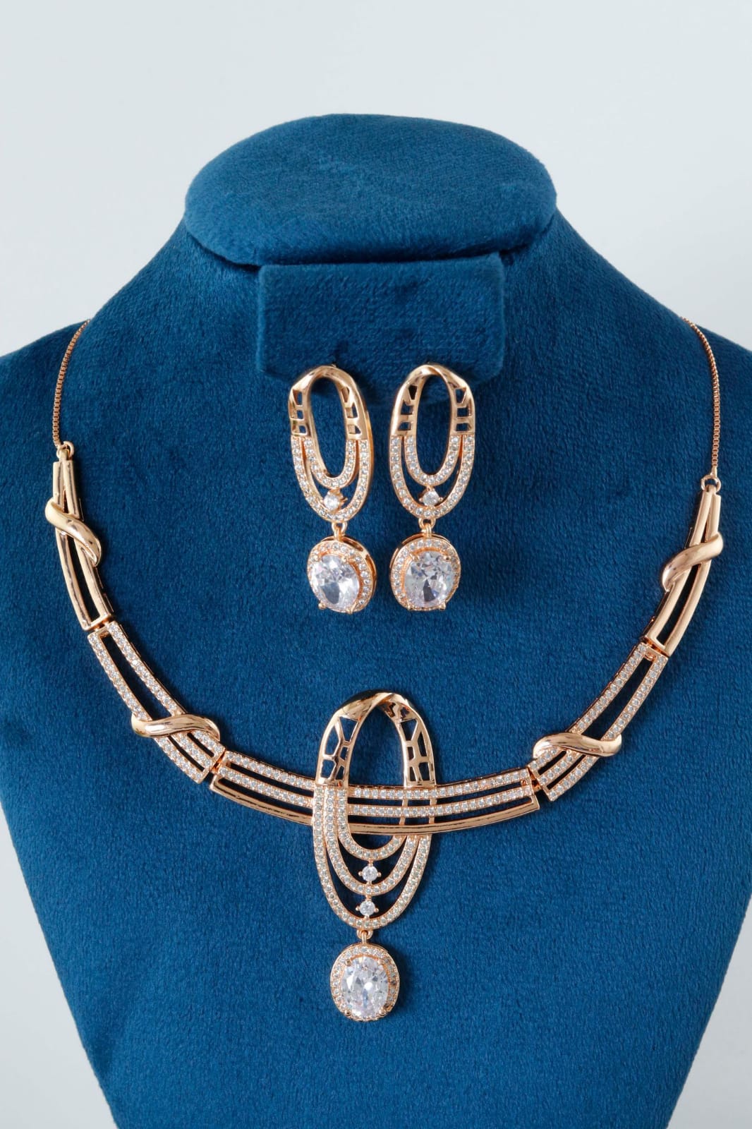Rose Gold-Plated CZ Necklace Set