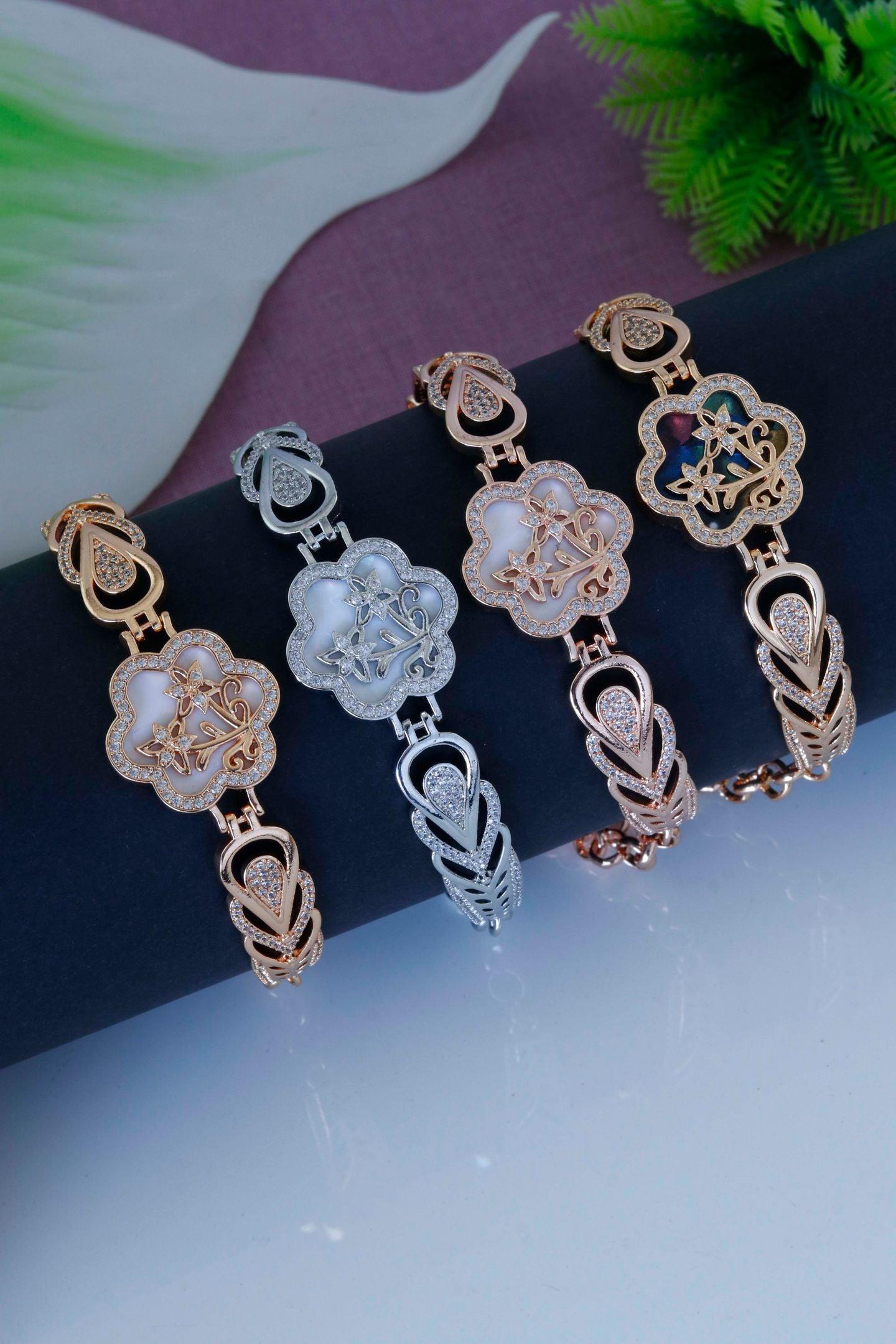 Floral Motif Designer Charm Bracelet