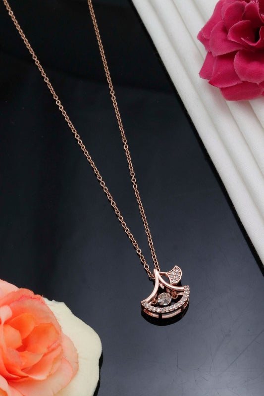 Rose Gold Crystal Curve Pendant Necklace