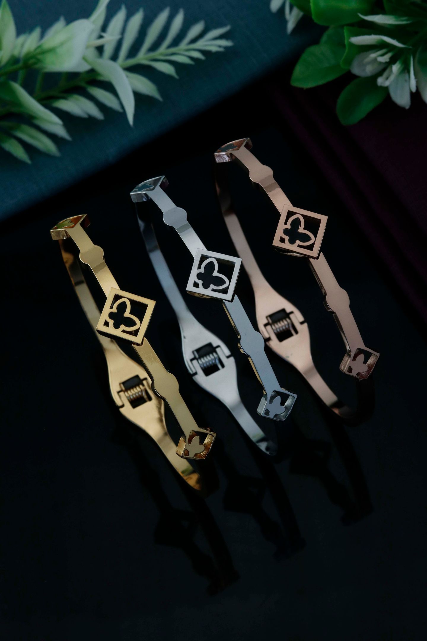 Minimal Square Butterfly Charm Bracelet