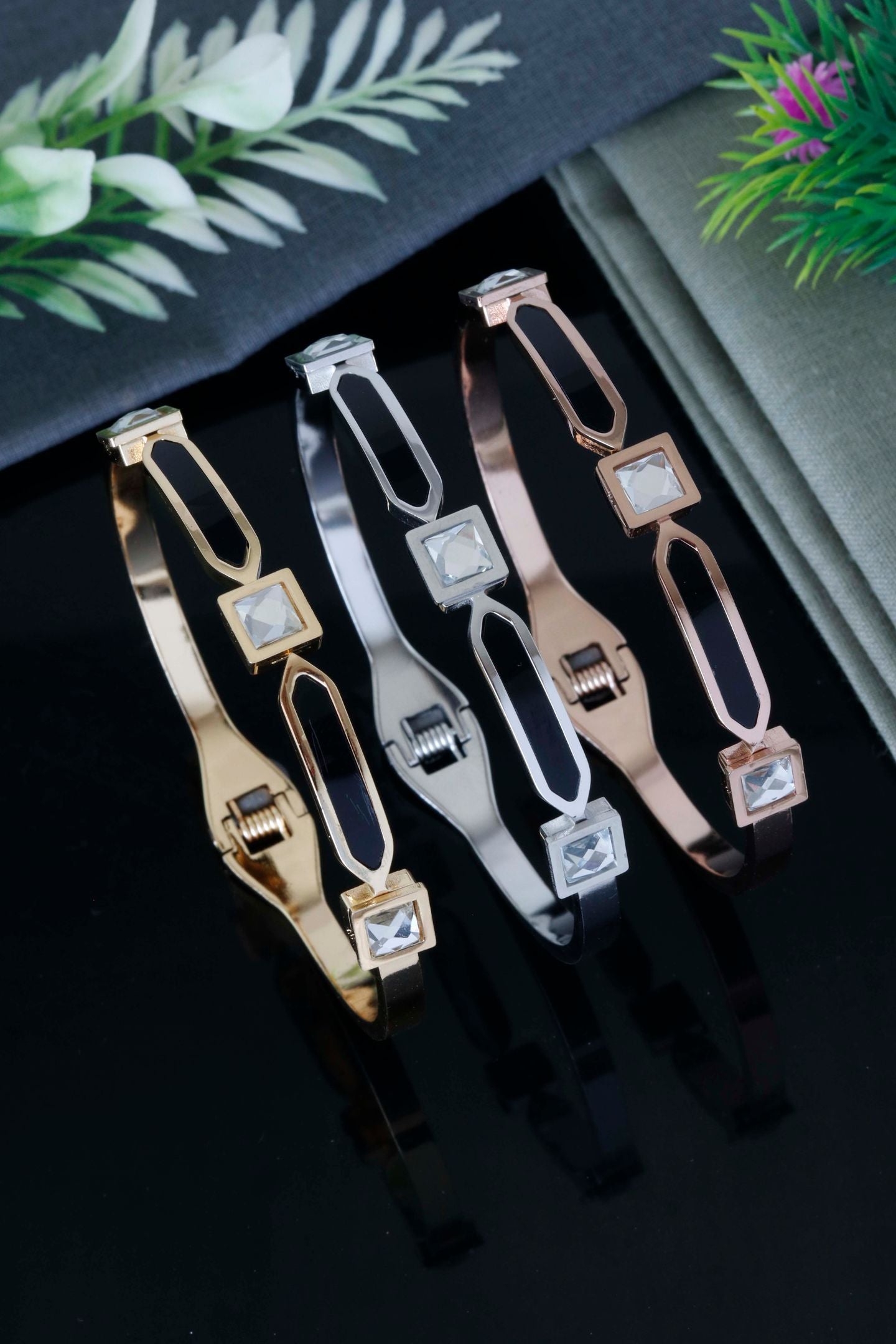 Luxury Square Crystal Open Bracelet