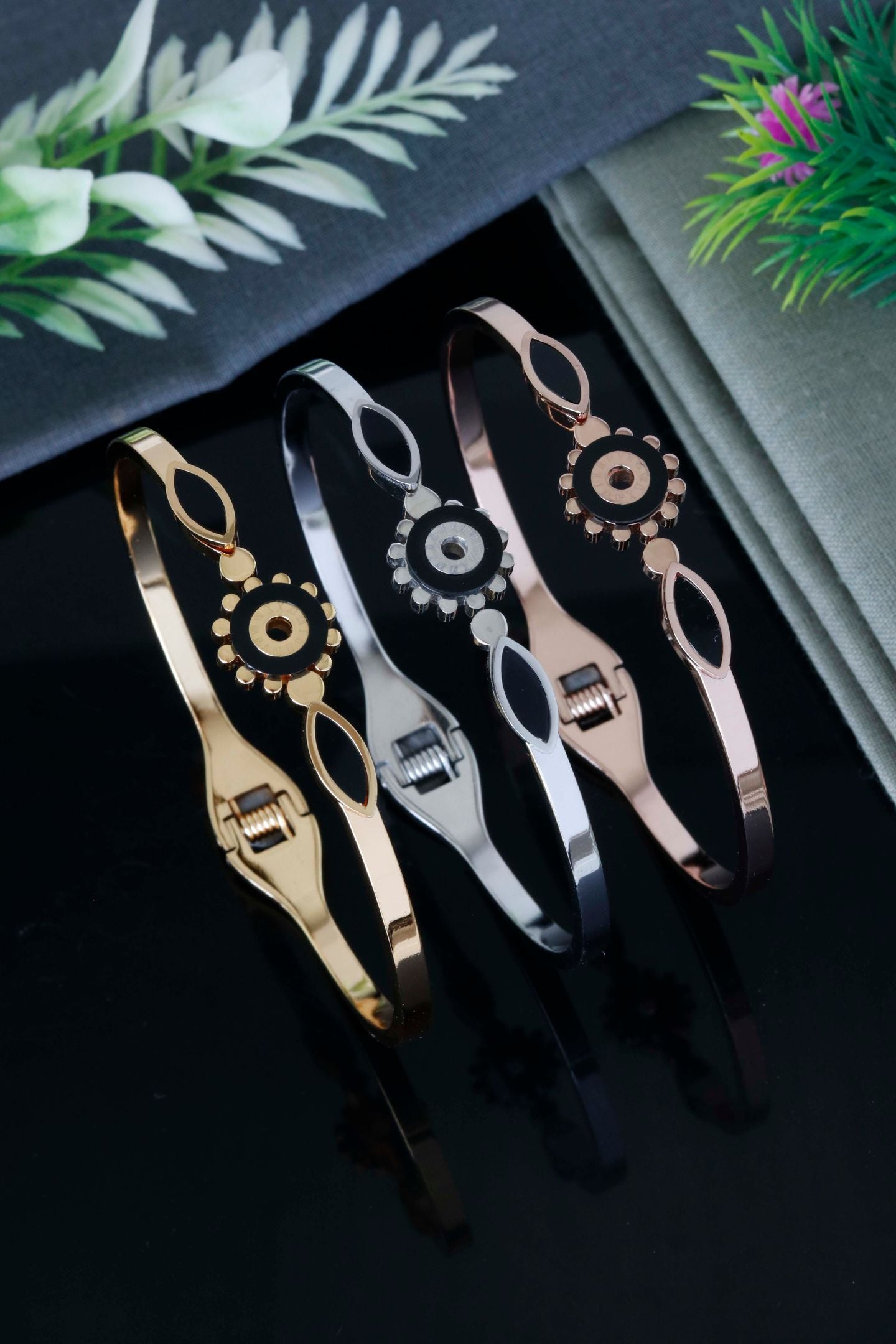 Sunburst Evil Eye Open Cuff Bracelet