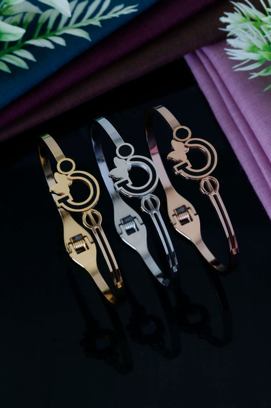 Modern Loop Charm Open Cuff Bracelet