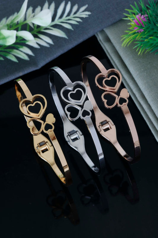 Double Heart Elegance Cuff Bracelet