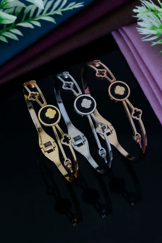 Classic Clover Charm Cuff Bracelet