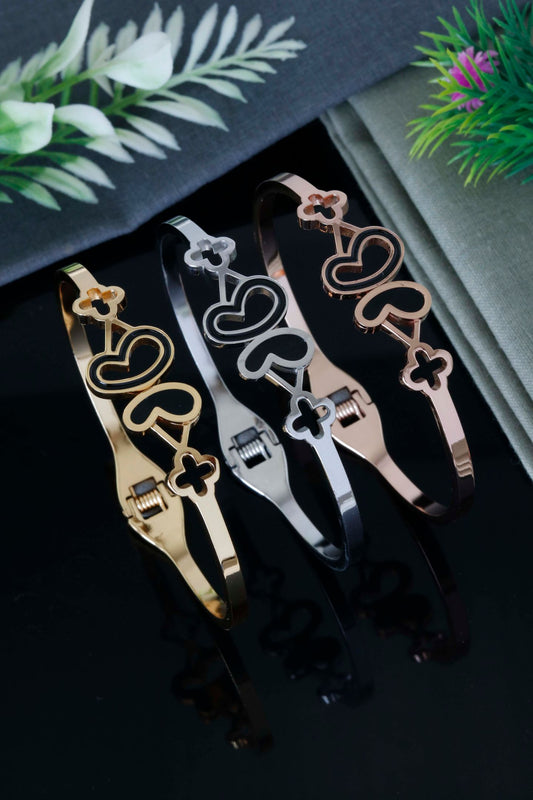 Heart & Clover Harmony Cuff Bracelet