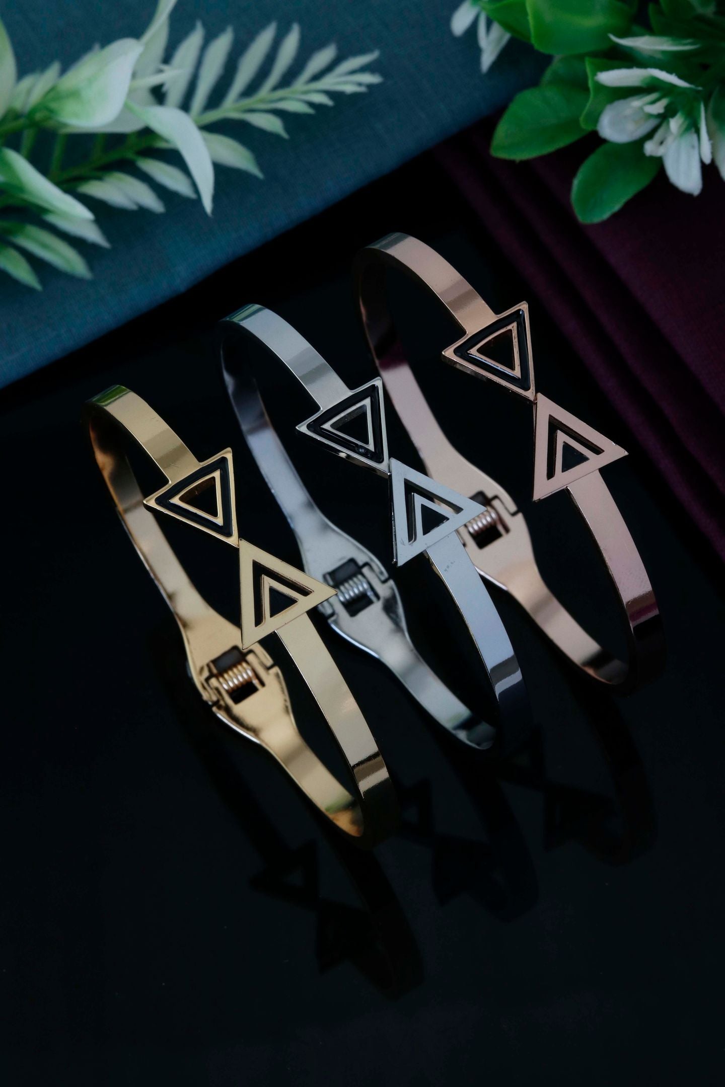 Modern Triangle Edge Cuff Bracelet