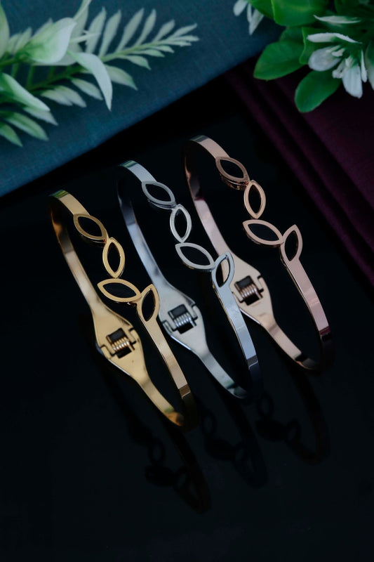 Elegant Leaf Line Cuff Bracelet