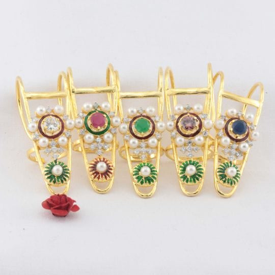 Gold Floral CZ Stone Adjustable Ring