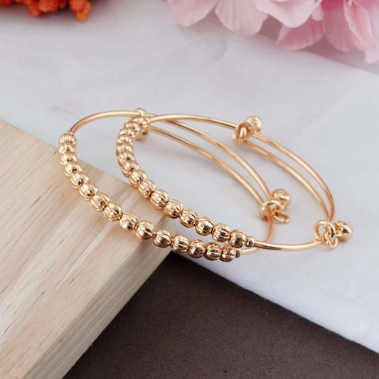 Women’s Gold-Plated Beaded Kada Bangles (Pair)