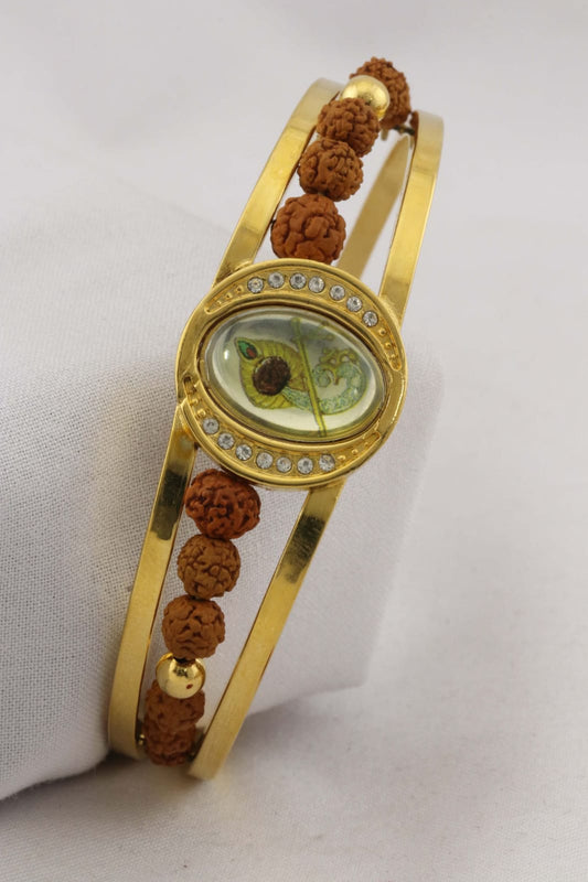 Men’s Rudraksha Peacock Symbol Kada Bracelet