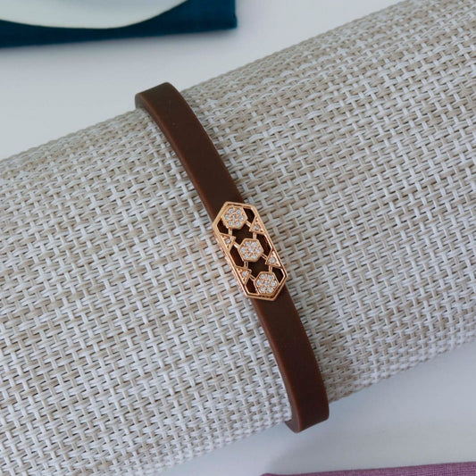 Girls Rose-Gold Crystal Hexa Bracelet