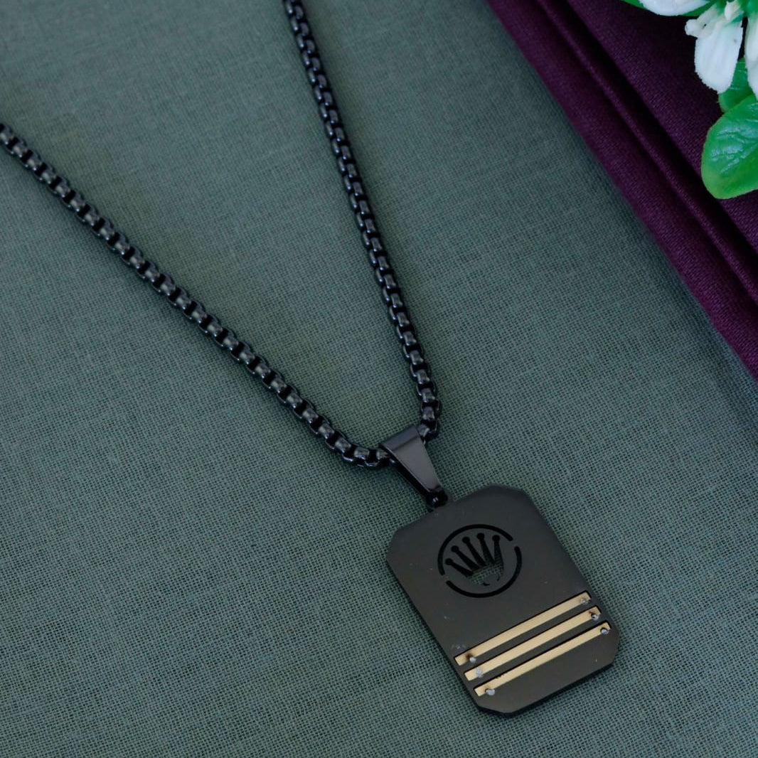 Black Crown Pendant Chain