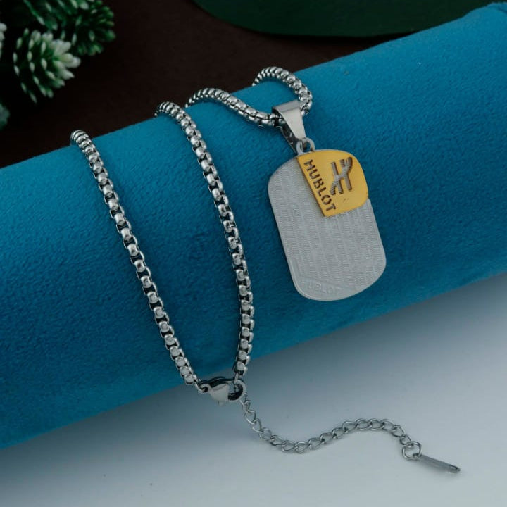 Dual-Tone Luxury Tag Pendant Necklace