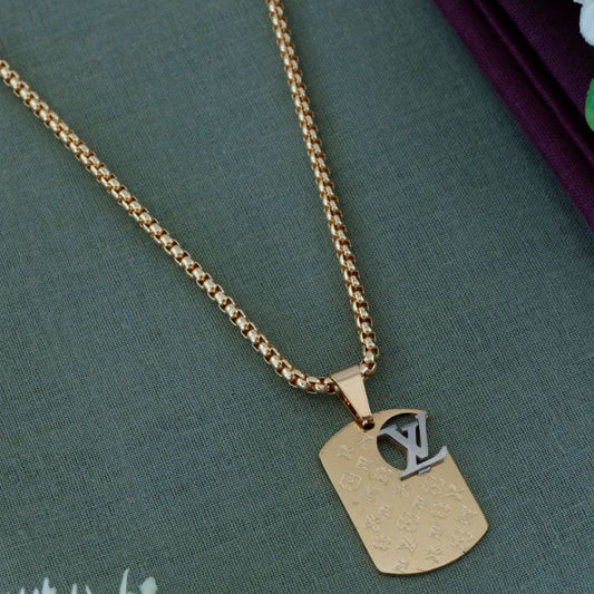 Luxury Initial Tag Gold Pendant Chain