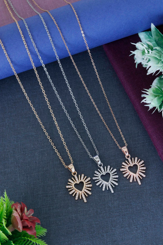 Radiant Heart Sunburst Pendant Necklace