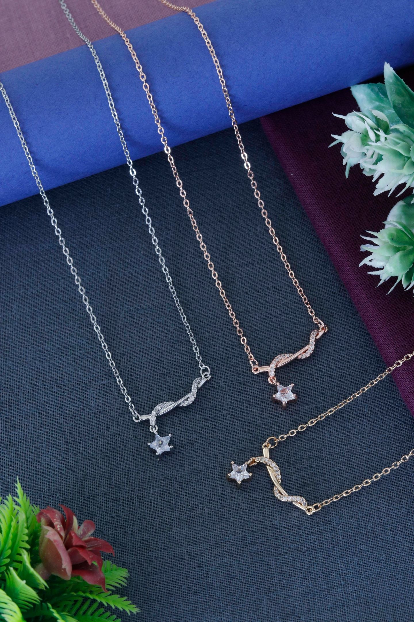 Twisted Star Drop Pendant Necklace