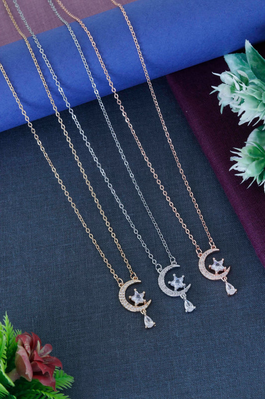 Moon & Star Drop Charm Necklace
