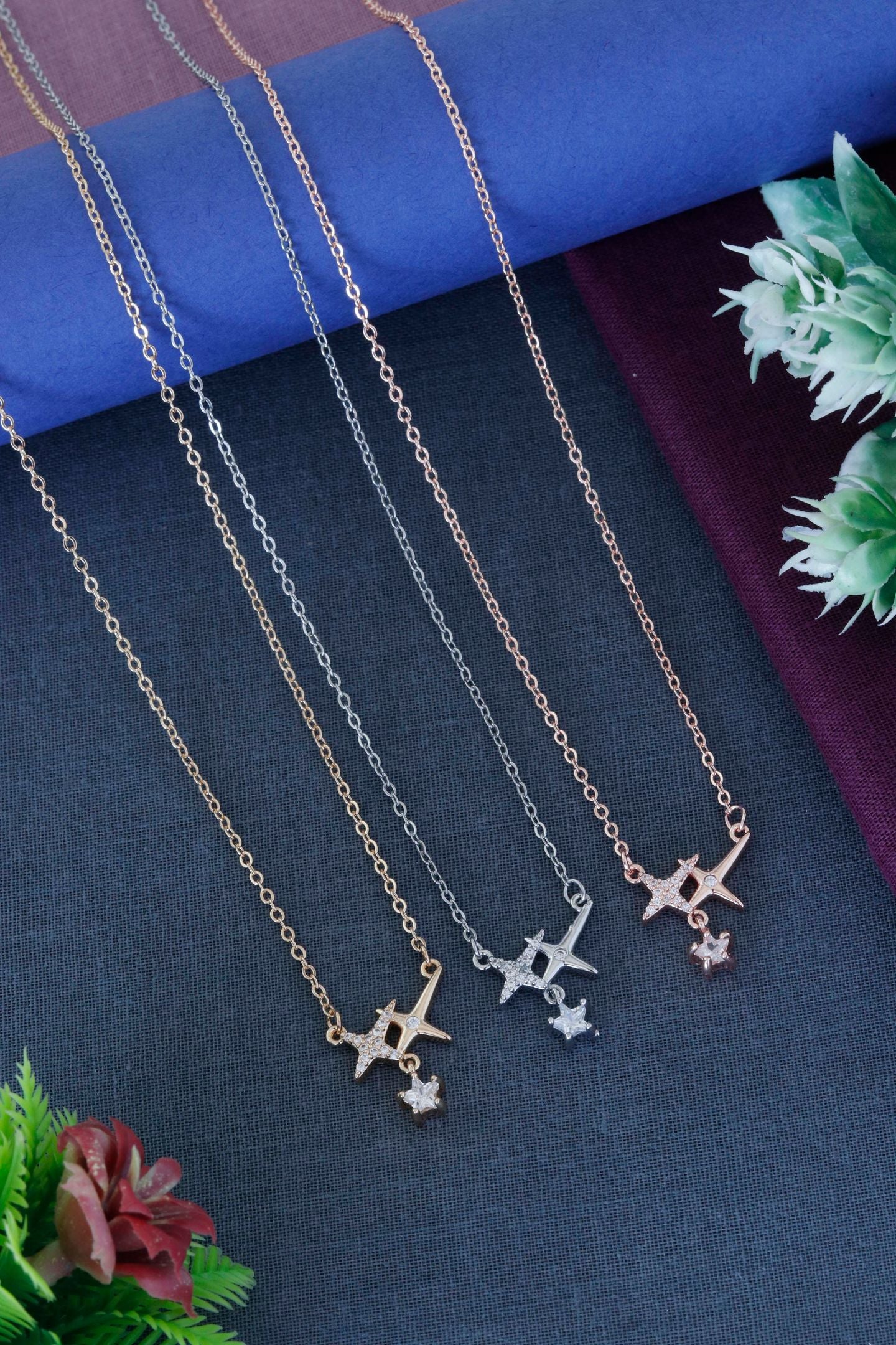 Starshine Cross Drop Necklace