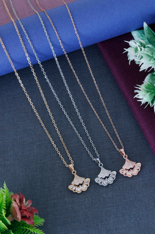 Sparkling Fan Drop Pendant Necklace