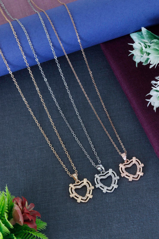 Elegant Heart Frame Pendant Necklace