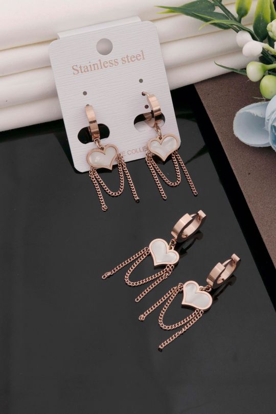 Rose Gold Heart Chain Earrings