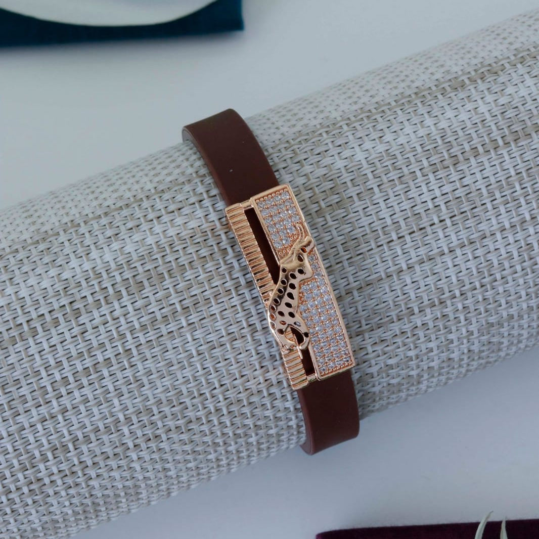 Jaguar Brown Leather Bracelet