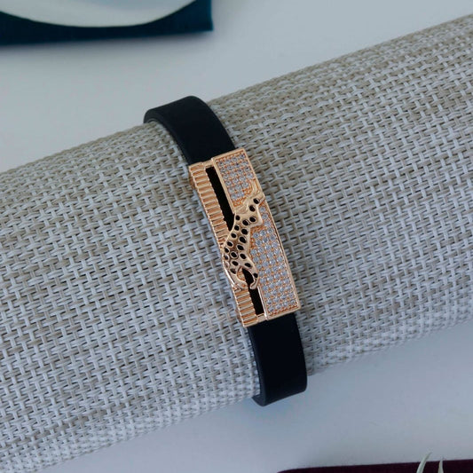 Jaguar Black Leather Bracelet