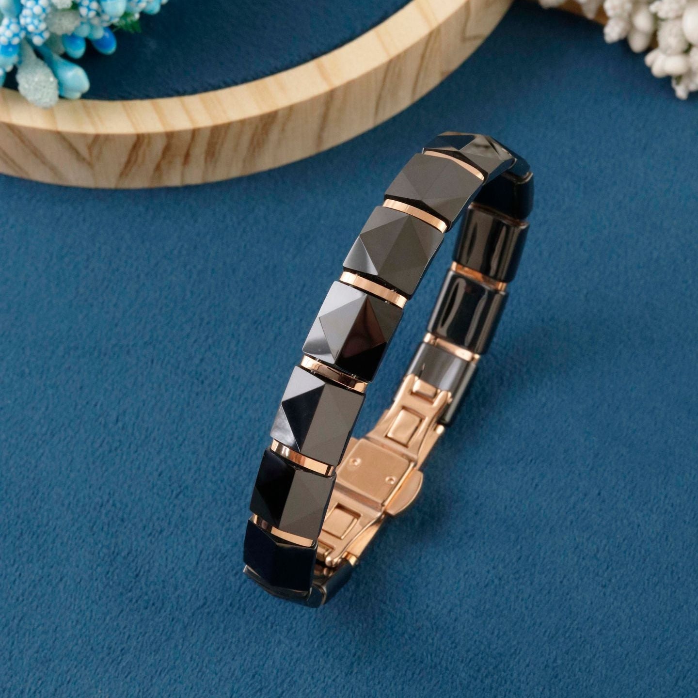 Black Geometric Stainless Steel Kada