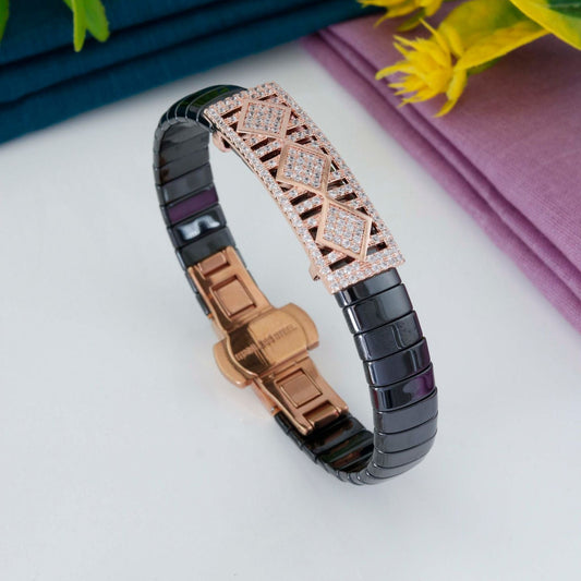 Diamond Pattern Rose Gold Bracelet Kada