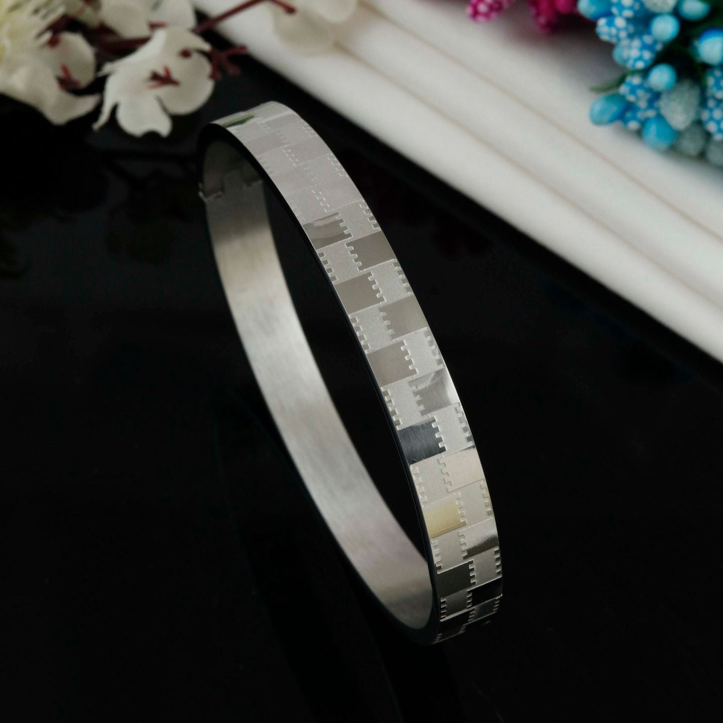 Checkered Stainless Steel Kada