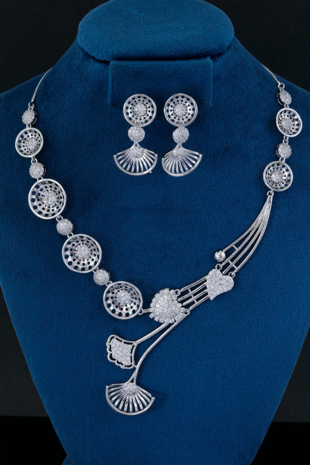 Silver-Plated Designer CZ Necklace Set