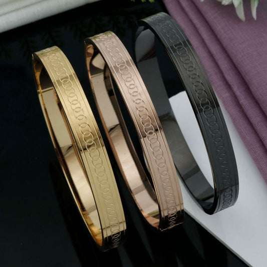 Classic Engraved Steel Bracelet