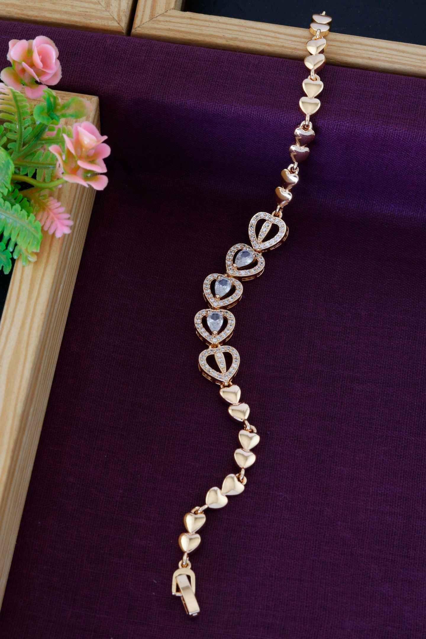 Rose Gold Heart Crystal Bracelet