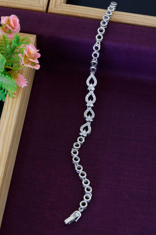 Silver CZ Teardrop Link Bracelet