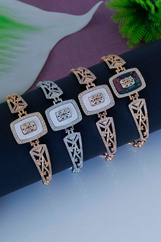 Rectangular Floral Motif Designer Bracelet