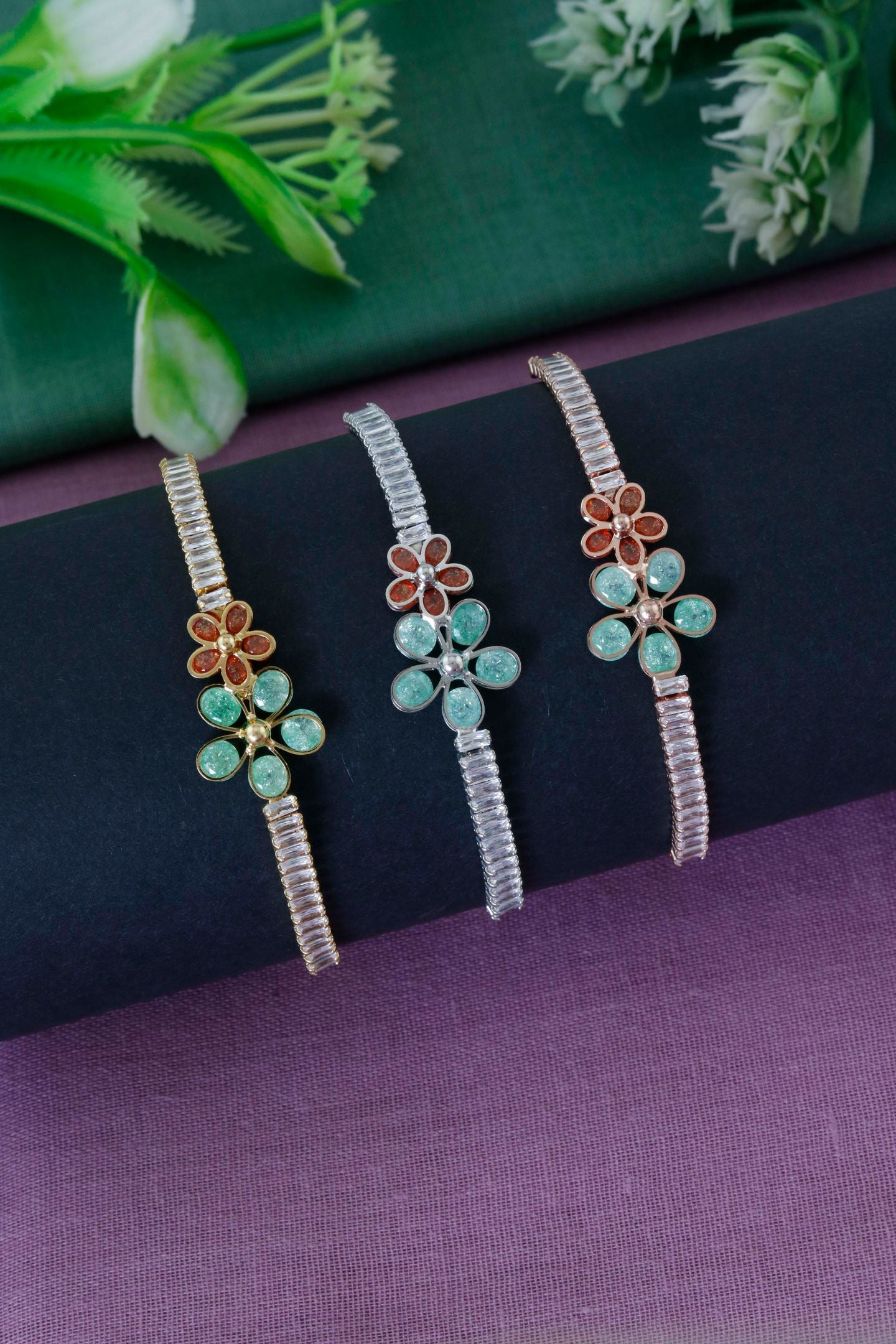 Crystal Blossom Link Bracelet